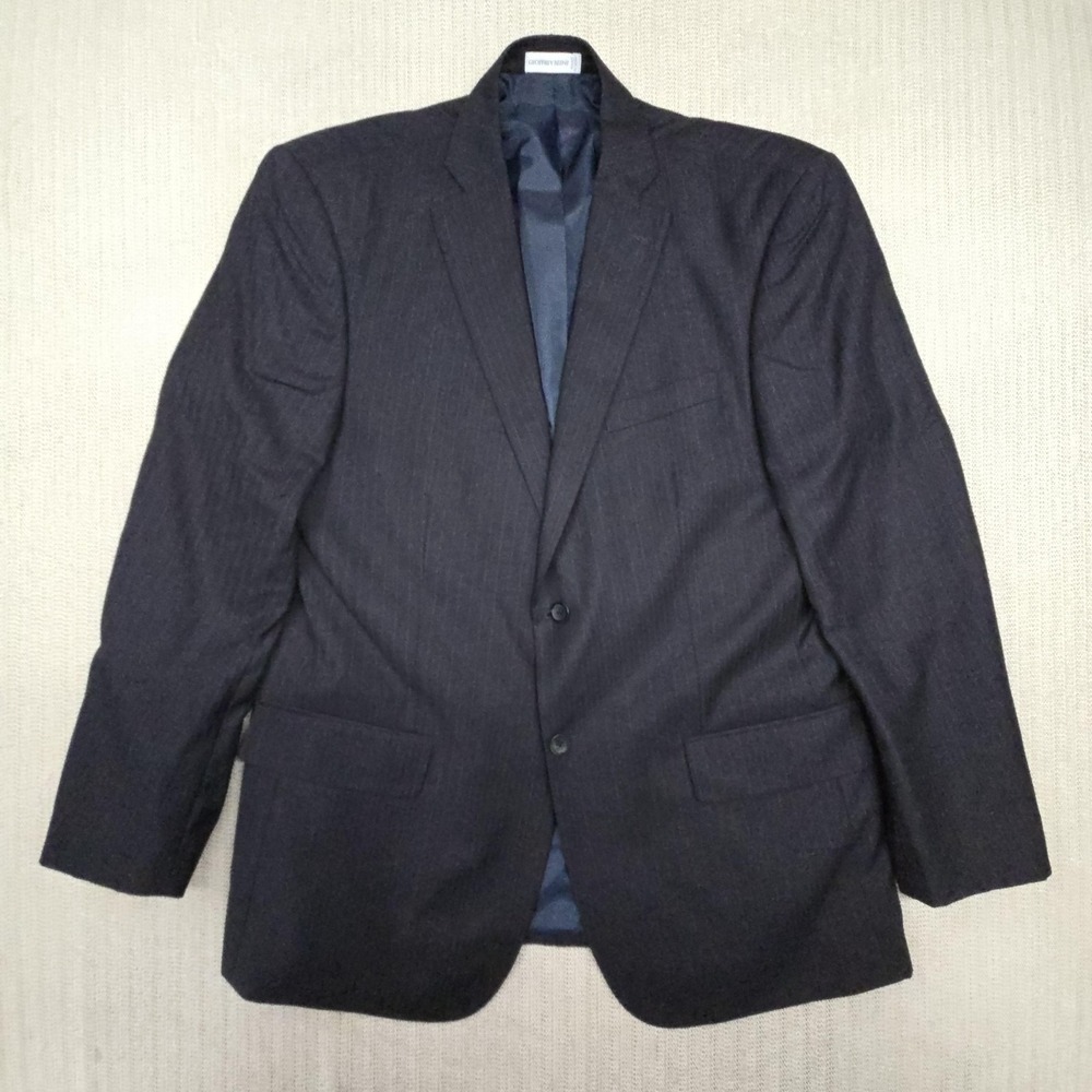 Geoffrey Beene Blazer Mens 44R Gray Pinstripe Two Button Suit Jacket Classic Fit